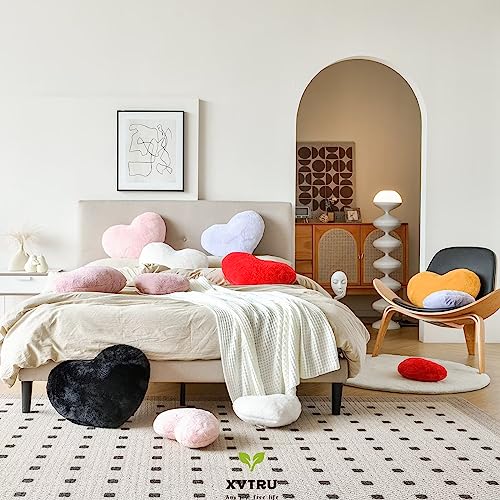 Xvtru Heart Pillow, Soft Dusty Pink Heart Shaped Pillow, Cute Faux Rabbit Fur Room Decorative Throw Pillow, 12.9 Inchx9.8 Inch Heart Plush Cushion For Couch Bed Kid Girls Women Valentine'S Day Gift thumb #6