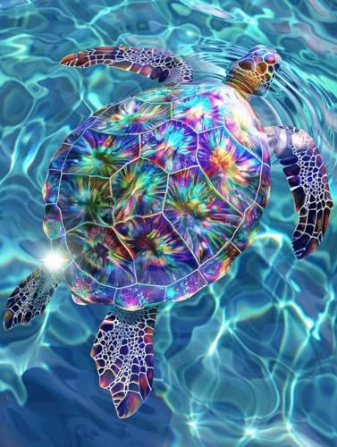 Pintar por números adultos tortuga marina para decorar tu salón este fin de semana