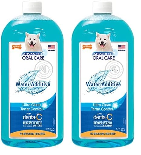 Nylabone Advanced Oral Care Dog Water Additive for Dental Care - Liquid Tartar Remover - Dog Breath Freshener & Teeth-Cleaning Liquid (32 oz.) (Pack of 2)