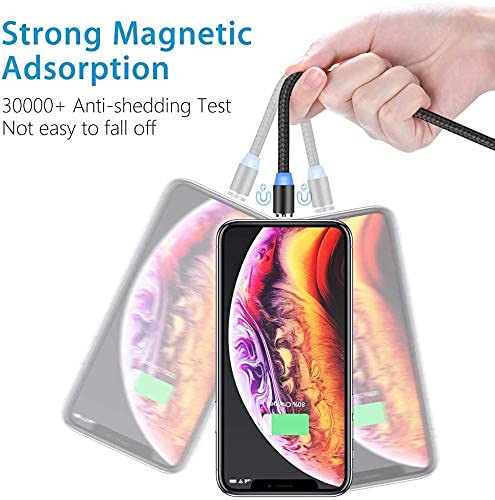 Lowfe-Nylon-Braided-Magnetic-Data-Sync-Charging-Cable-360-Degree-Rotate-Cable-3-Different-Metal-Jack-Cable-Dust-Proof-One-Handed-Support-iOS-Devices-Android-and-All-Type-C-SmartphoneMulti-Colour