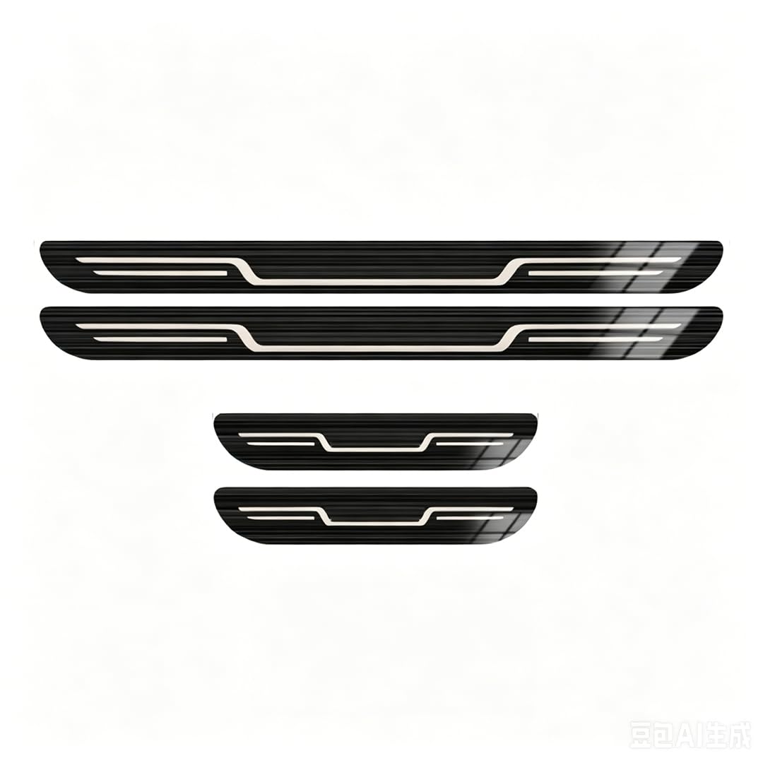 GVDXWLI 4 Pcs Stainless Steel Door Sill Protector Strips for Mercedes Benz CLA CLA220CLA250e, Anti-Slip Kick Plates Welcome Pedal Strips Bumper Protector with Logo,Black Brushed