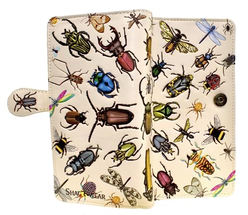 Shag Wear Insect Mania Large Wallet for Women and Teen Girls Vegan Faux Leather 7" Beige2