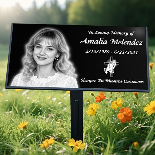 Quivian Personalized Headstones Memorial Stones Grave Markers Outdoors Grave Plaques Memorial Headstone for Outdoors Tombstone for Cemetery Granite Headstone for Graves