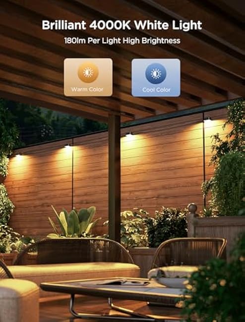 Govee Outdoor Deck Lights, RGBIC Outdoor Lights with 4000K White Light, IP65 Smart Fence Lights with App Control, Voice Control, LED Path Light for Outdoor Decor,Wired 6 Packs (32.8ft)