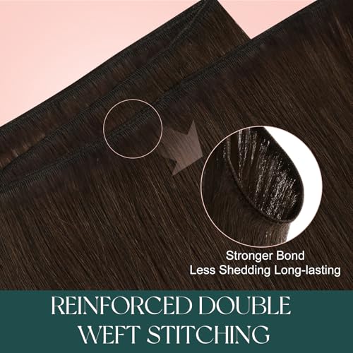 Image of Easyouth Human Hair Weft Extensions Brown 22 Inch Hair Extensions Real Human Hair Wefts Darkest Brown Soft and Smooth Sew in Hair Extension for Women 100G