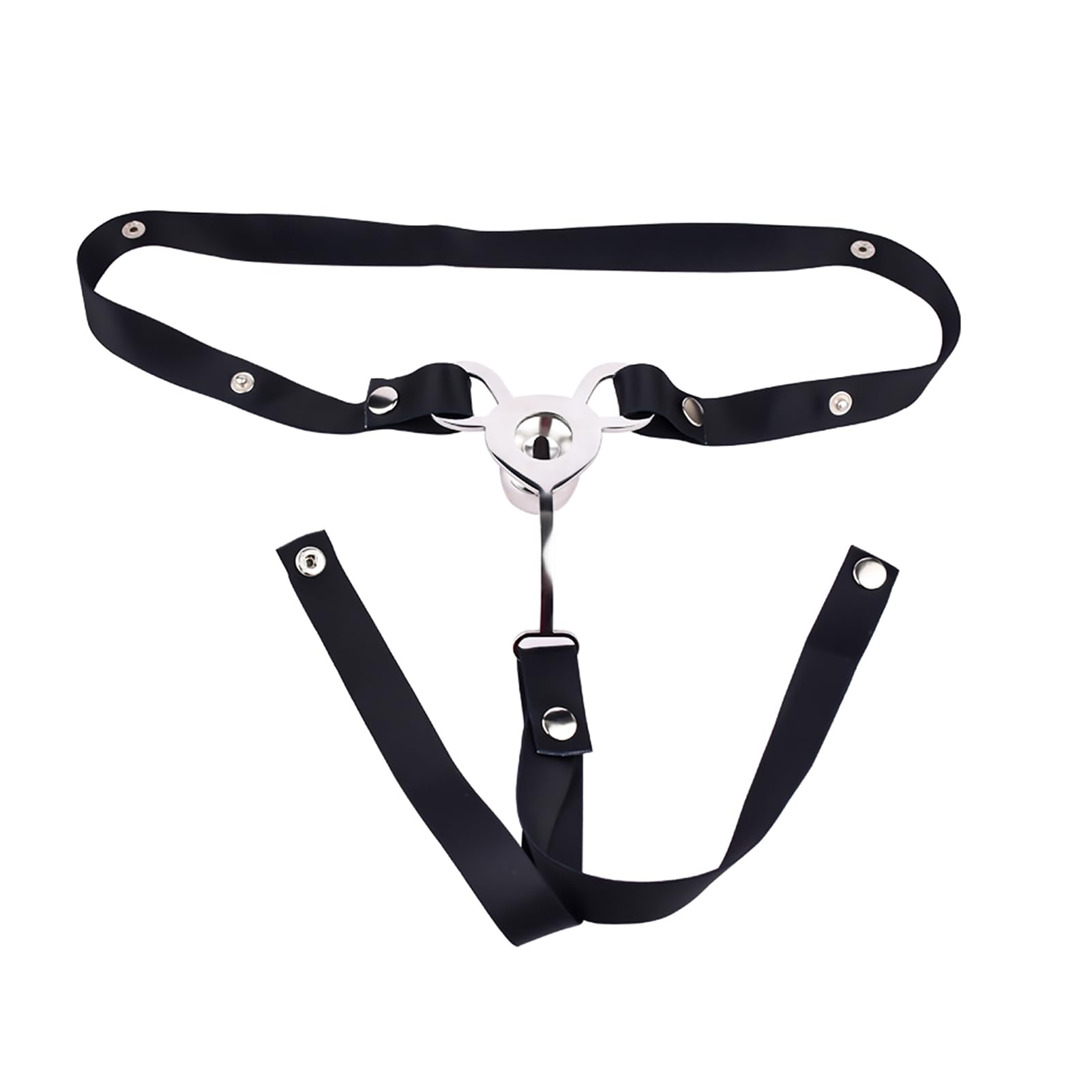 Cage à pénis négative plate avec ceinture réglable, Cage de chasteté en acier inoxydable pour hommes, conception verrouillable, siège sûr, bondage à 3 voies ventilé Sissy Sex Toys (Black)