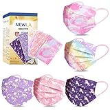 Kids Disposable Face Masks, 50 Pack Kids Mask for Girls 4-12, Individually Wrapped Colorful Unicorn Pattern 3 Ply Kid Face Masks