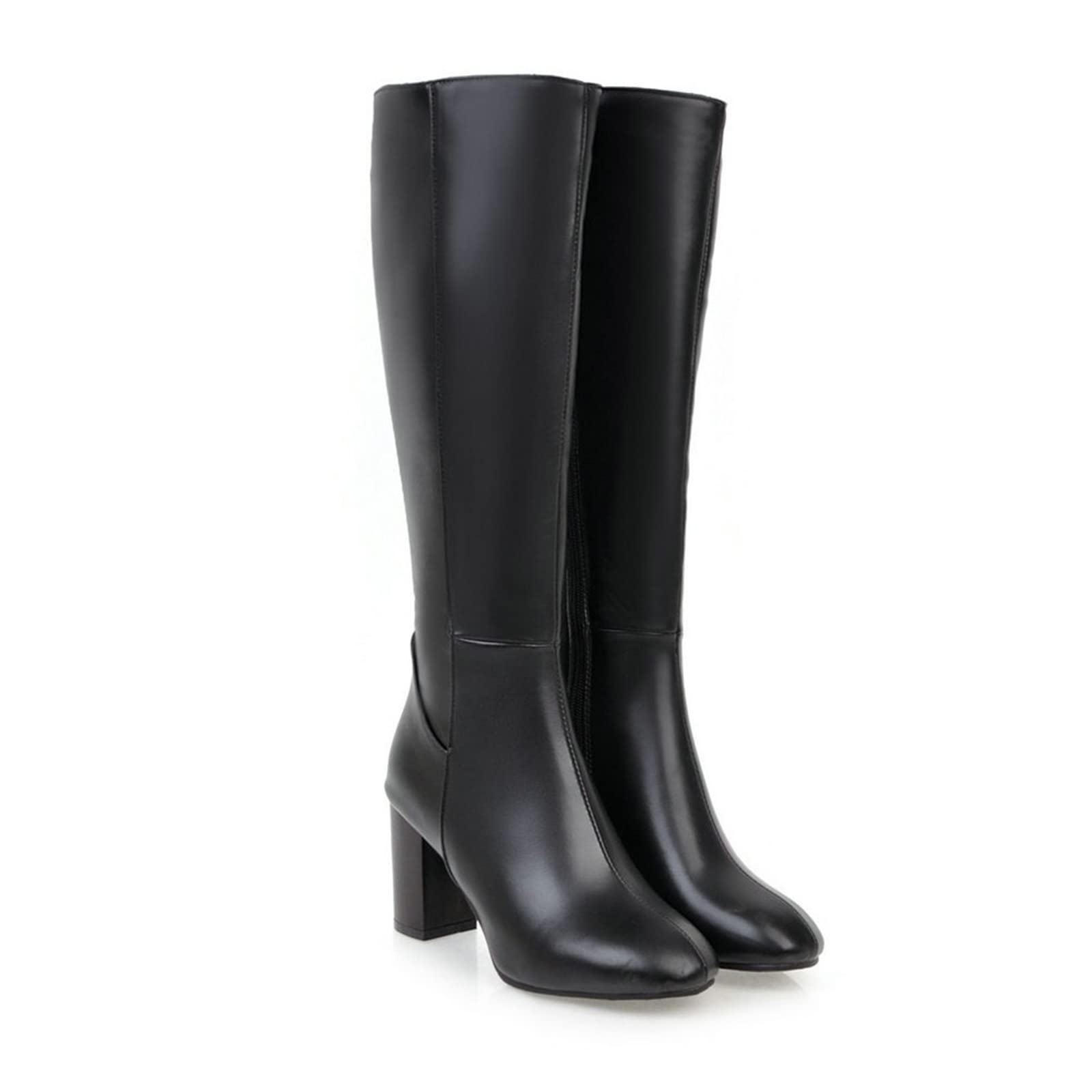 NUSGEAR 2023 Botas altas para Mujer, Botas por encima de la rodilla Muslo Invierno PU Elegante Elástico Botas de tacón alto Vintage Botas de Jinete Casual Moda Fiesta club Cómoda Zapatos