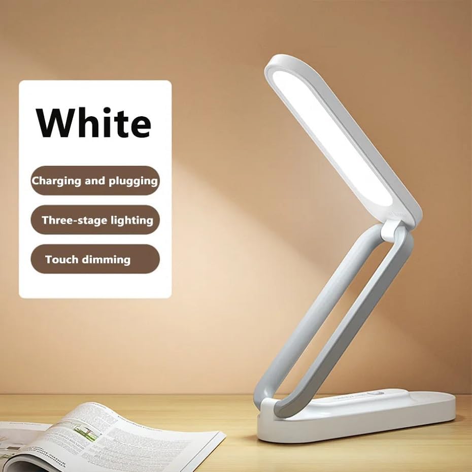 Image of ANKRI Foldable White LED Desk Lamp Dimmable Table Lamp Reading Lamp with USB Charging Port 3 Colour Mode Touch Control Eye Caring for Study Work Power Outage | Pack of 1