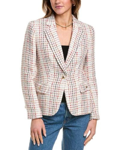 Anne Klein Women's Plaid Tweed One Bttn Notch Collar Jacket