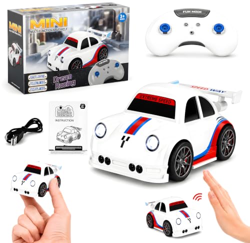 Image of Cable World 360 RC Drift Car for Kids with Remote Control, Automatic One-Click Drift, Follow Mode, Escape Mode, LED Lights & Sound, Rechargeable Racing, Sensor Control Toy Car for Kids - White
