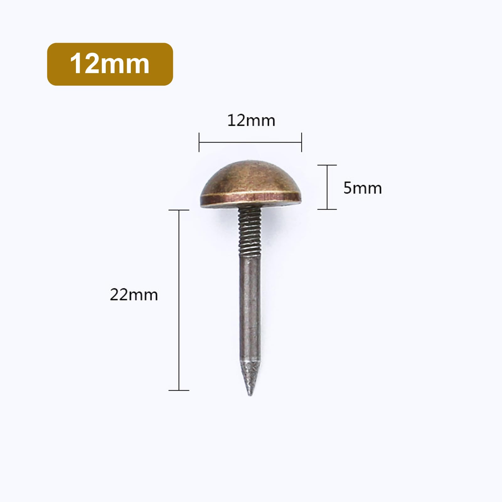 Leliafleury 10Pcs Upholstery Tacks Brass Furniture Tacks Nails Decorative Thumb Tacks Furniture Nails Pins Stud Tacks Push Pins for Wood Sofa Chair Bed (12 x 27mm - Image 2