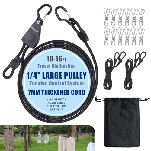 Retractable Portable Travel Clothesline Camping Laundry Line with 12 Clips - image 1
