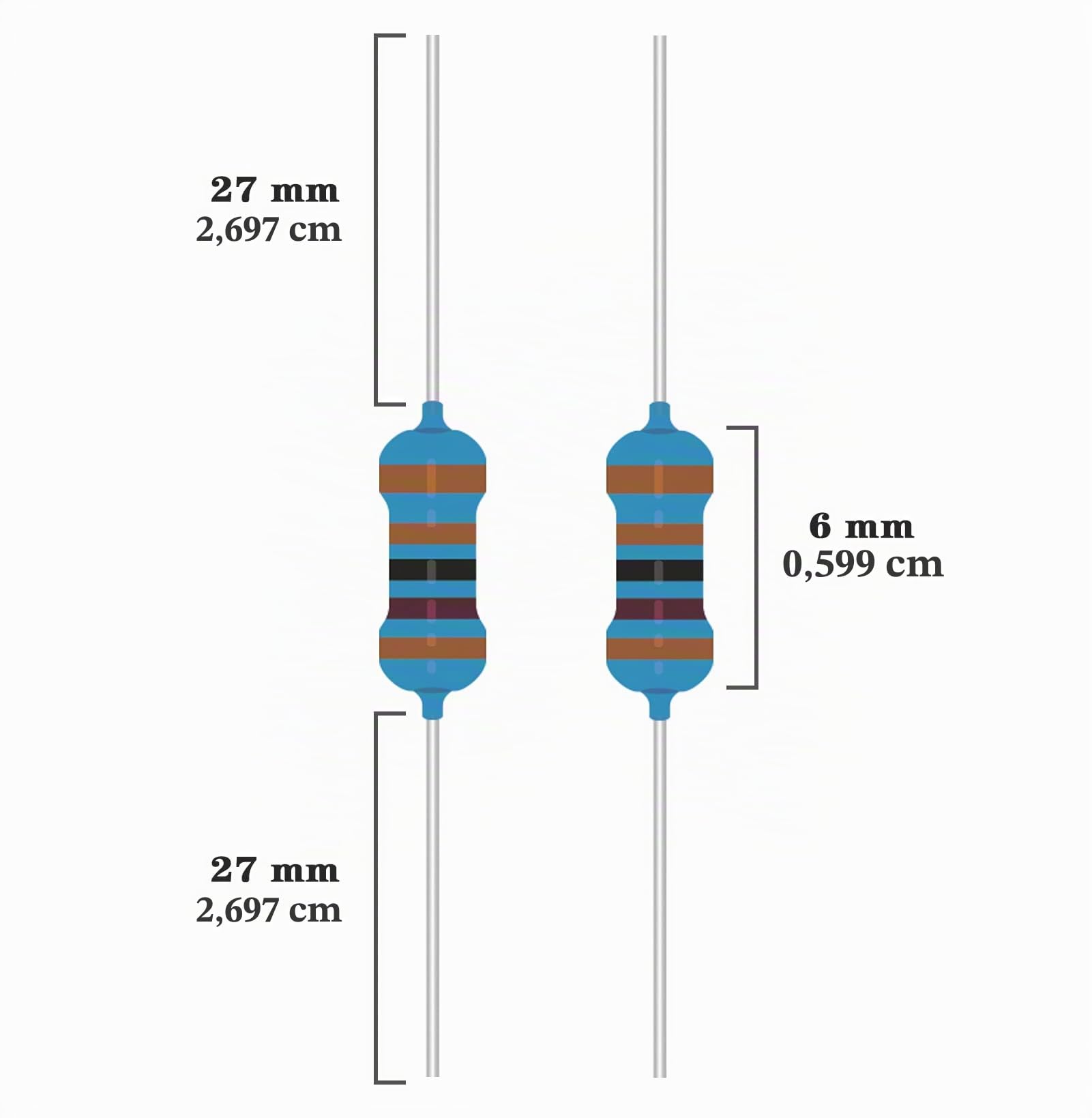 Kit de Resistencias de Película Metálica 1/4W 50 Valores 0 Ohmio a 10 M Ohmio 1% Tolerancia
