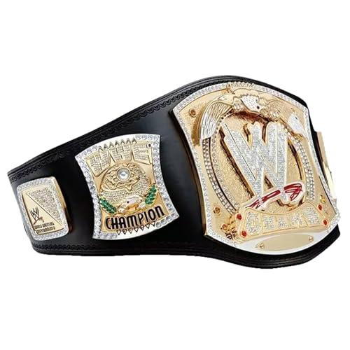 John Cena Spinner World Heavyweight Championship Replica Title Belt – Ultimate Edition Ring Belt for Adults – Black Adjustable Leather Strap with Brass-Plated 4mm Plate3