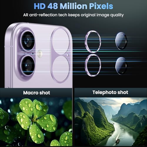 Image of Uyiton Compatible with iPhone 17 Camera Lens Protector - [Not Easy to Break][Strong Adsorption][Case-Friendly] Metal Tempered Glass Rear Camera Screen Cover - Lavender