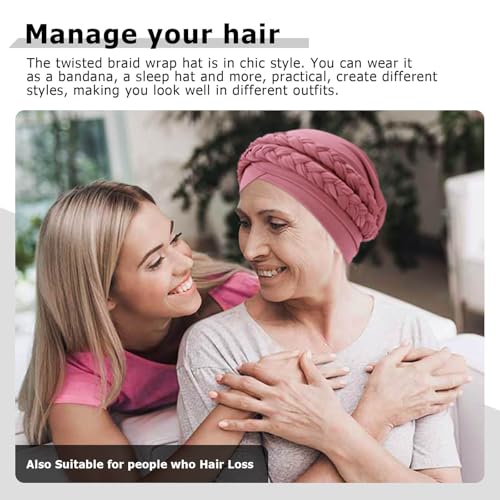 Image of DRESHOW African Women Turban Caps Beanie Twist Headscarf Pre-Tied Double Twisted Braids Headwraps for Women Chemo Cancer Cap