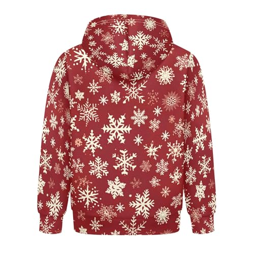 Kids Hoodies Sweaters Christmas Xmas Snowflake Hooded Sweatshirts with Big Pockets for Boys Girls B04000802