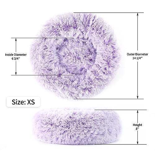 NOYAL Calming Donut Dog Bed for Small to Medium Dogs & Cats - Plush Faux Fur Anti-Anxiety Pet Bed with Machine Washable Cover & Non-Slip Base - Image 4