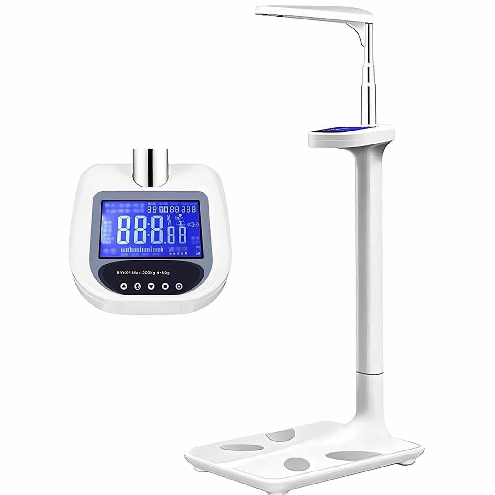 Pèse Personne Impédancemètre,Balance De Santé Numérique Capacité électronique De Balance Médicale De Taille Et De Poids, Avec Toise: 5-200 Kg/80-195 Cm