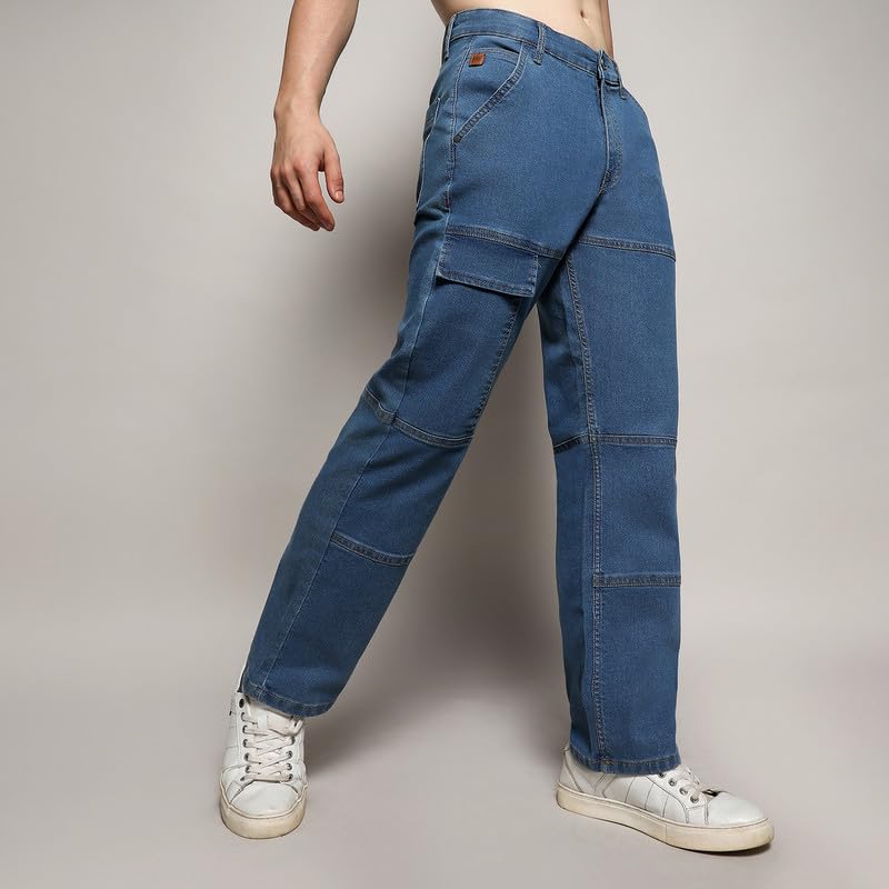 Image of CAHOOT Men's Denim Jeans for Casual Wear | Medium-Wash | Regular Fit | 5 Pockets | Button Closure | Denim Jeans Crafted with Comfort Fit for Casual Wear