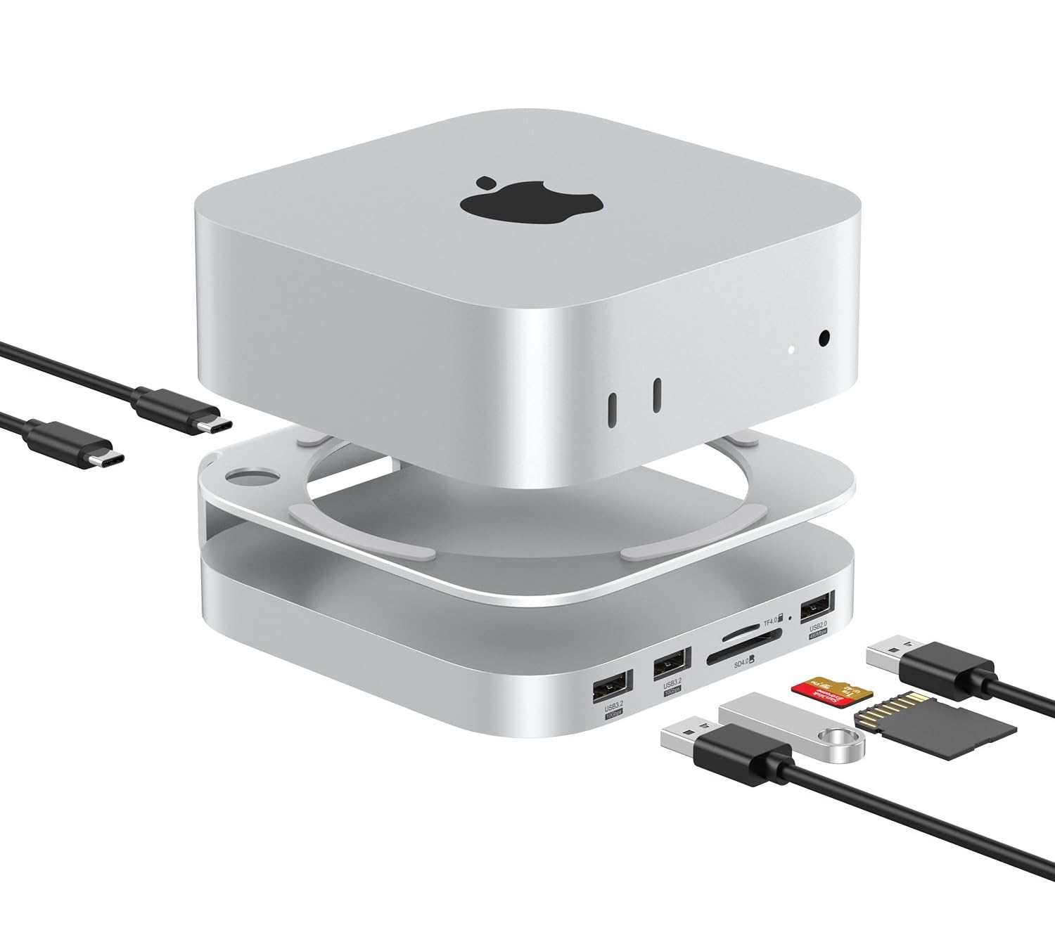 Quality Addicts Mac Mini Hub: 9 in 1 Aluminium Stand and Dock with