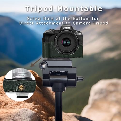 Funda para cámara Canon EOS R50 en cuero PU negro miniatura 6