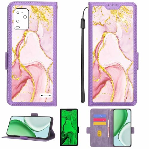 Aroepurt Case Compatible for BLU View 5 Pro B170D Phone Case Flip Cover [with Tempered Glass Screen Protector][RFID Blocking][Gold Glitter+Luminous] LPT-FDL