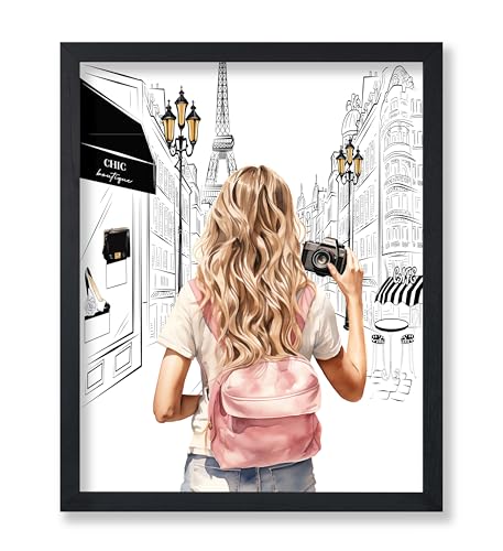Image of Poster Master Lady With A Camera Print - Fashion Poster - Paris Art - Modern Wall Design - Chic Gift for Women & Fashionista - Glam Decor for Bedroom or Girl's Room - 18x24 Unframed Wall Art