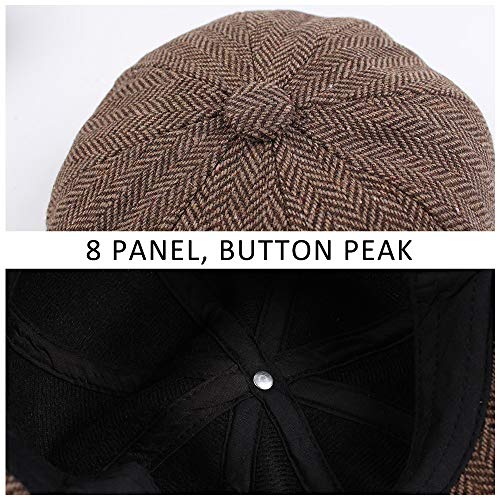 Toddler Boys Newsboy Caps Baby Kids Driver Cap Hat Vintage Tweed Flat Pageboy Hats 1-4 Y(Coffee, 1-4 Years) - Thumbnail 6