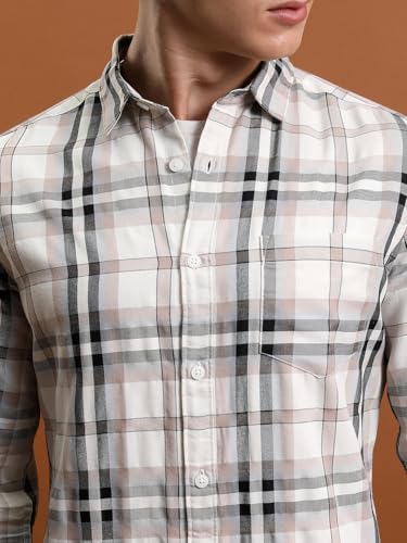 Image of Highlander Men's Slim Fit Checks Shirt for Men | Full Sleeves | Spread Collar | Casual Shirts for Men