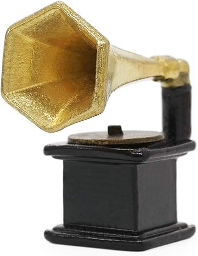 Miniatura 2 de Odoria 112 Tocadiscos de Gramófono en miniatura Accesorios de decoración de casa de muñecas