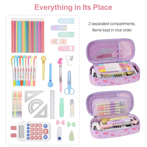 Image of Bagseri Pencil Case for Kids - Special Cute Pencil Pouch for Girls Large Capacity Pencil Bag Aesthetic Kids Pencil Box for School (Purple Butterfly)