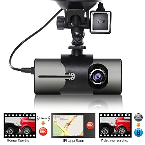 Indigi XR300 Dash Cam 2.7" LCD DVR + GPS Module & Google Maps on Review + Dual Lens (Front & in-Cab Recording)