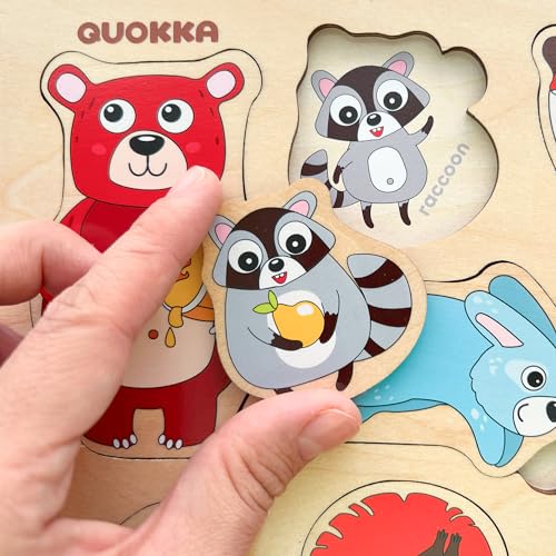 Quokka Wooden Puzzles For Toddlers Ages 1-3-5 – Animal Peg Puzzles For Kids 2-4 Years Old – Set Of 3 Wood Learning Travel Toys For Children thumb #7
