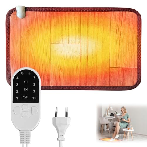 Calentador de pies, Calienta Pies Electrico,Alfombra Calefactada con 10 niveles de calefacción y 3 temporizadores, Alfombrilla de suelo calentada, para Oficina en Hogar
