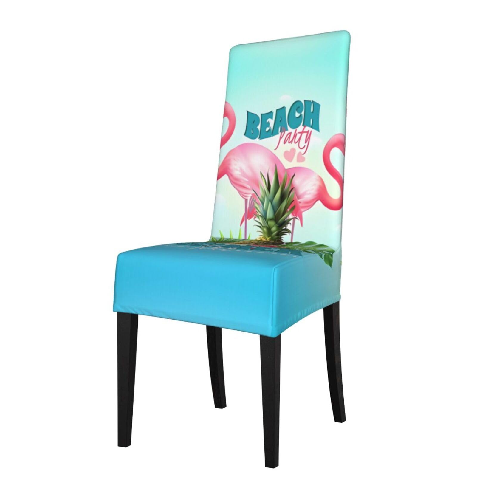YYHWHJDE Tropical Flamingo Prints Dining Chair Throw Covers – Stretchable Polyester Blend Protects Your Chairs with Easy Style & Easy Care