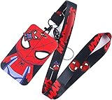 Superhero Spider ID Badge Holder with Lanyard, Anime Movie Lanyards for Badges，Neck Keys Badges Cute Fashion Key Chain Keychains Gifts for Women Men Friends Students