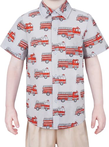 Image of Boys Hawaiian Button Down Shirt, Pure Combed Cotton Short Sleeve Size 3-15Y