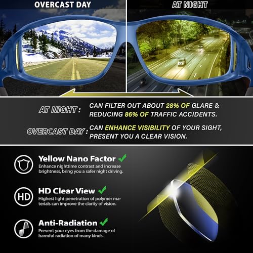 Image of URUMQI Night Vision Driving Glasses Fit Over Eyeglasses for Men Women