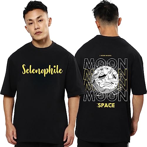 Image of Mens Oversized Printed Half Sleeve Branded Cotton T-Shirt for Mens || Back Printed t Shirts for Men || Oversized t Shirts for Men