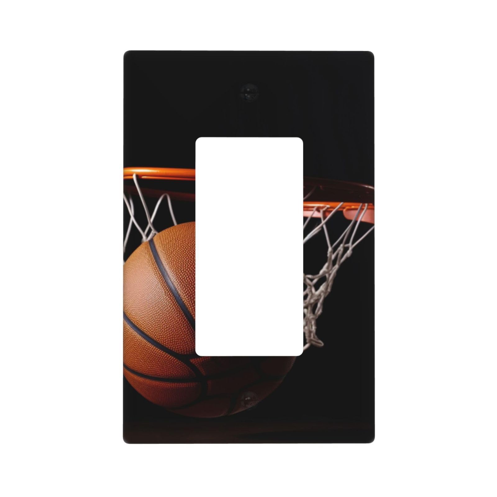 Decorator Wall Plate 1 Gang Light Switch Covers Decorator Receptacle Outlet Covers Basketball Wall Plates for Electrical Outlets Plug Cover Single Rocker Switch Plates