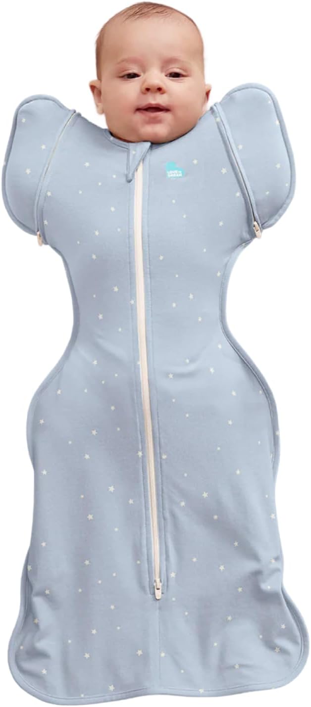 Love to Dream Swaddle Up Transition Bag Original, Arms Up Position, Light and Ultra Breathable Cotton - Sleep Bag - 1.0 TOG - (20-24°C) Ideal for moderate temps (Twinkle Powder Blue, Large, 13-19 lbs)