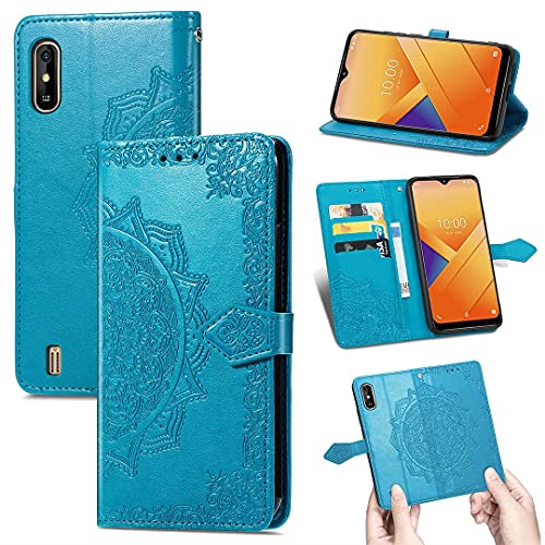 SATURCASE Coque pour Wiko Y81, Mandala Gaufrage PU Cuir Magnétique Flip Portefeuille Support Porte-Carte Protecteur Housse Étui avec Dragonne pour Wiko Y81...