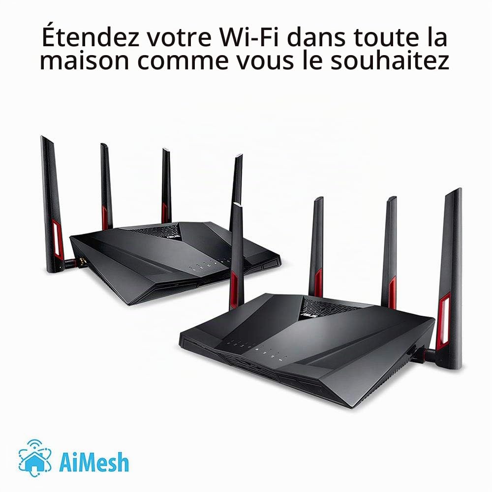 ASUS RT-AC88U - Routeur gaming Gigabit double bande Wi-Fi-AC3100 avec MU-MIMO, AiProtection par TrendMicro pour sécuriser votre réseau, technologie AiMesh et l'accélérateur de jeux WTFast