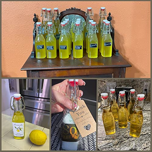 Image of Vanilla Extract Bottles [8.5 oz, 12-Pack] - Flip Top Swing Top Glass Bottles for Homemade Extracts, Kombucha, Coquito, Juice - Airtight Leak-Proof Caps with Funnel, Extra Gaskets, Labels & Marker