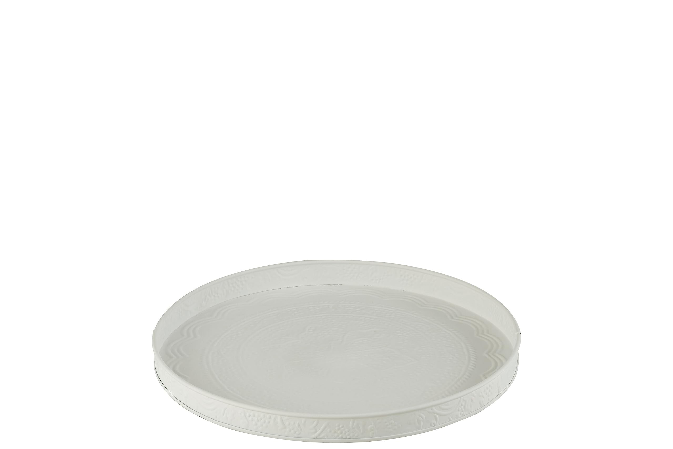Plateau rond J-Line fer blanc décoration table salon petit modèle