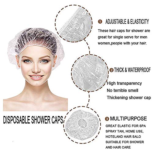eAmaze Shower Cap (Pack of 100) Free Size, Reusable Shower Caps for Men & Women, Larger Thicker Waterproof and Individually Wrapped, Hair Bath Caps for Hotel and Spa, Hair... - Image 6