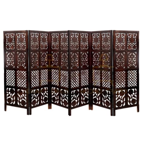 Image of Wooden Rooms Partition for Living Room /Wooden Screen Separator & Room Divider 5 Feet in 2 /3 /4 /5 /6 Panels for Living Room /Bedroom /Office /Restaurants(Brown)