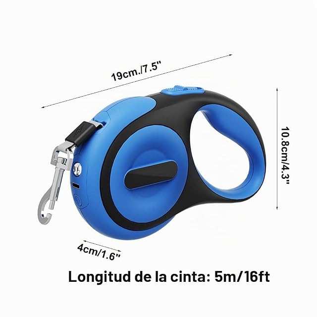 Foto 4 de 8 de Correa retráctil para perro, 16 pies, 360°, sin enredos, con luz LED